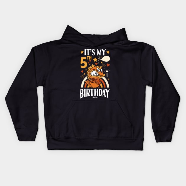 5th Birthday Fish Gifts Kids Hoodie by Tesszero